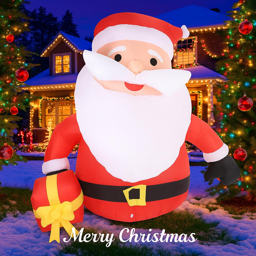 5.91FT Inflatable Toy Santa Claus Gift Box with LED Lit Xmas Yard Party Decoration Christmas Home Supplie Ornament Festive Gift