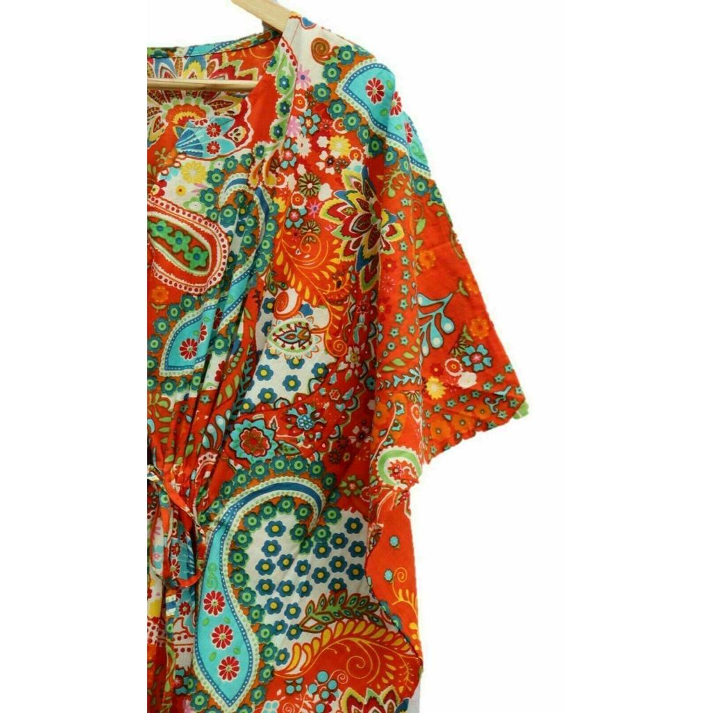 Langes indisches Kaftankleid mit Paisley-Print, Hippie-Kaftan, Maxi-Nachtwäschekleid für Damen, CKFTN-SCRN-FULL-BUYIT-001