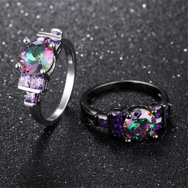 Personalized Retro Style Colorful Zircon Series Ring, Party Jewelry