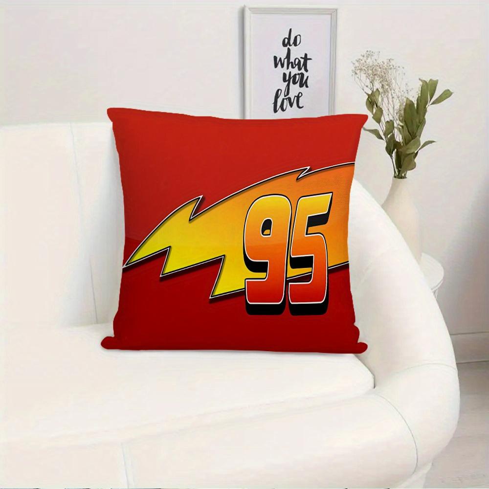 1 Pezzo Copricuscino Stampato Cars Saetta McQueen 95, Adatto per Divano, Camera da Letto, Soggiorno, Un Regalo Unico per gli Appassionati di Corse.