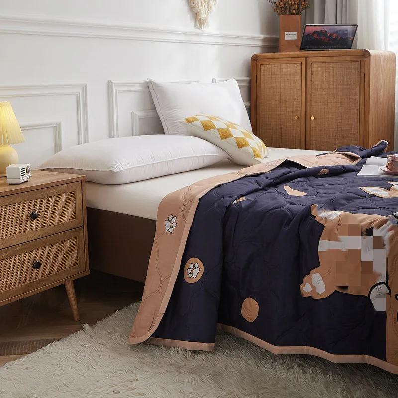 Kołdra letnia z bawełny szczotkowanej i pranej, podwójna, klimatyzowana, przyjazna dla skóry, nadająca się do prania w pralce, cienka, letnia kołdra