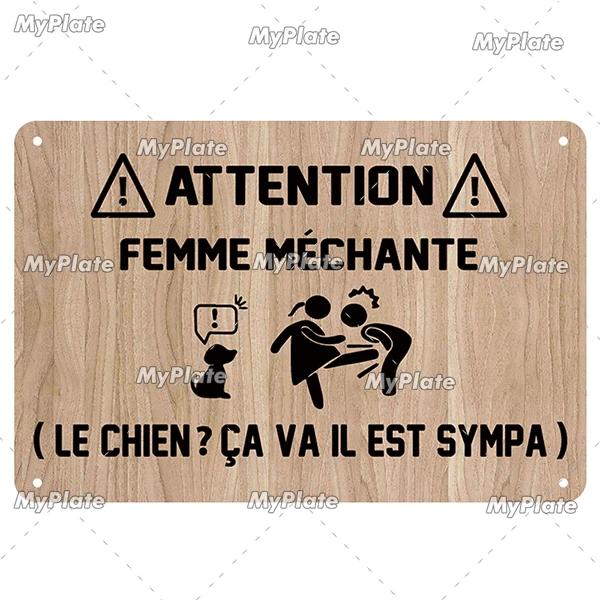 [MaPalte] Vintage French Warning Sign Metal Sign Tin Sign Decoration Plaque Home Wall Door Decor Bar Sign Home Plate Poster