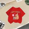 Summer Girls' Short-Sleeved T-shirt Children's round Neck Loose Fit Cute Stylish Capybara Print Casual Top for Kids Modal