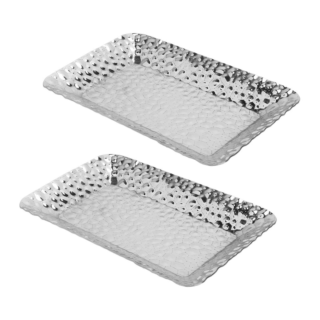 2PCS Stainless Steel Towel Tray Rectangular Serving Tray Decorative Vanity Platter Tray Kitchen Bath