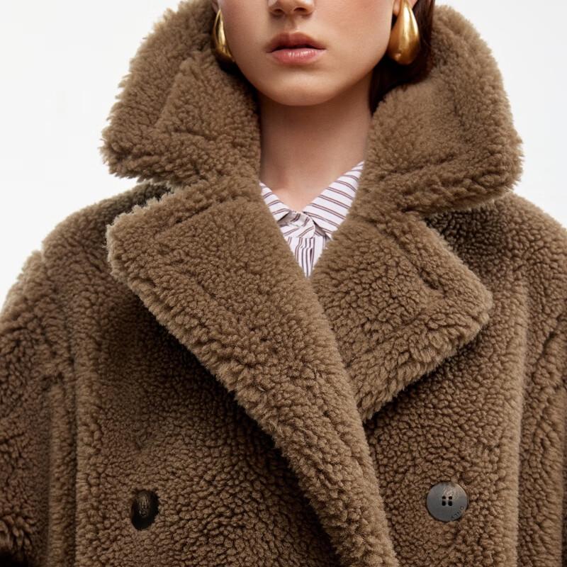 ONLY Women's 2025 Fall Double-Breasted Teddy Coat