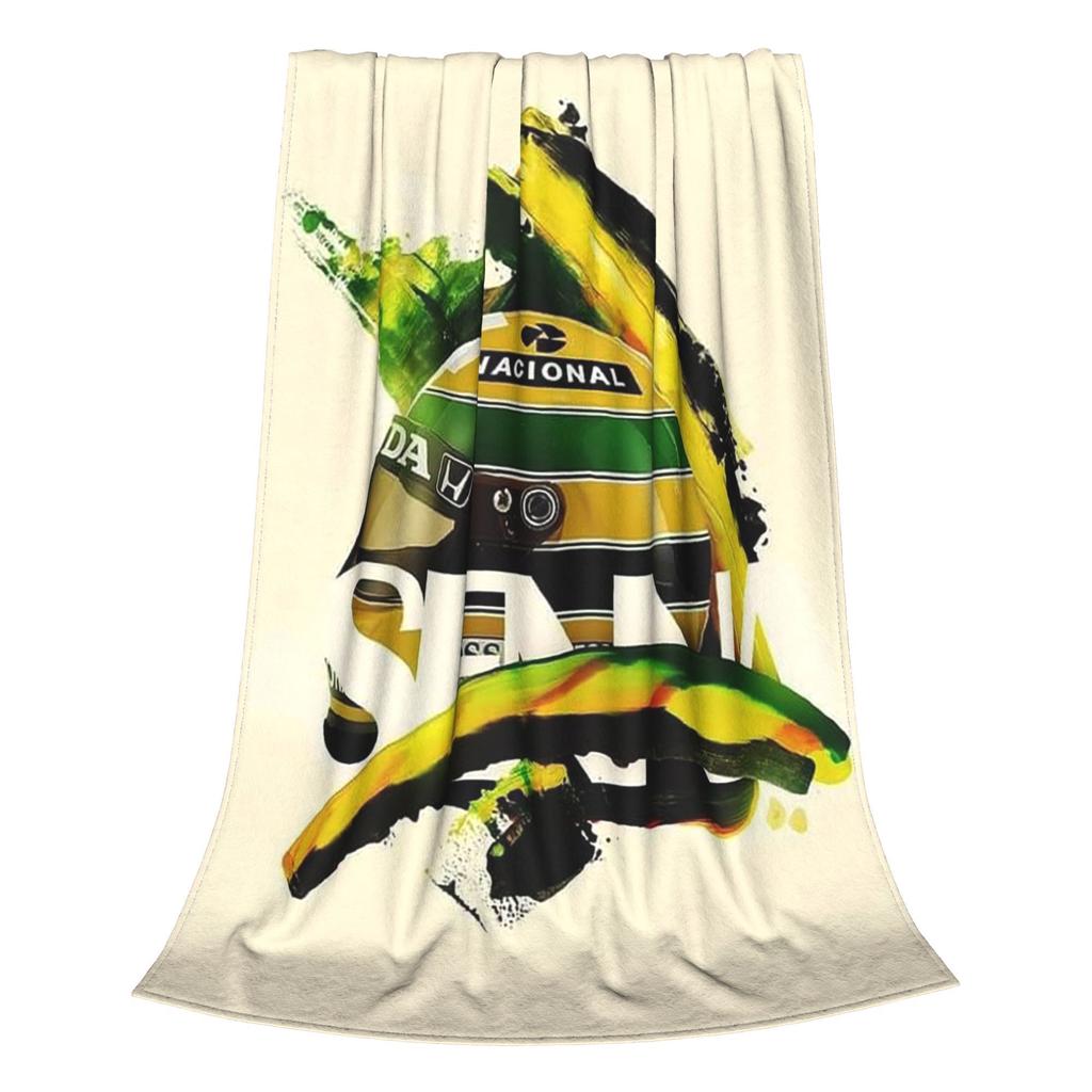 Flanelová deka Ayrton Senna 1991 Helma Závodní Teplé plyšové deky Měkké povlečení pro postel Obývací pokoj Domov Cestování Pohovka