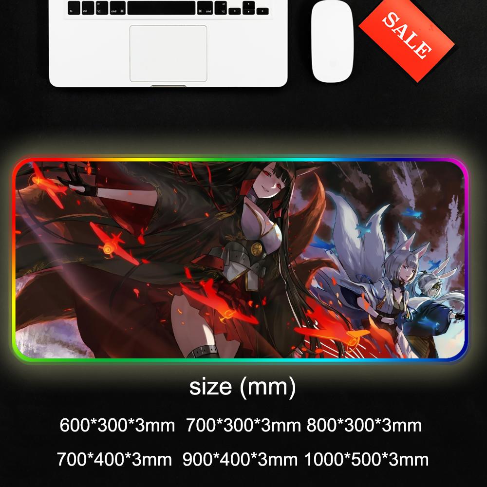 azur lane Mouse Pad RGB Gaming Mousepad Big LED Pad PC Desk Mat Luminous Mouse Pad Large Keyboard Mats Table Rug With Backlit