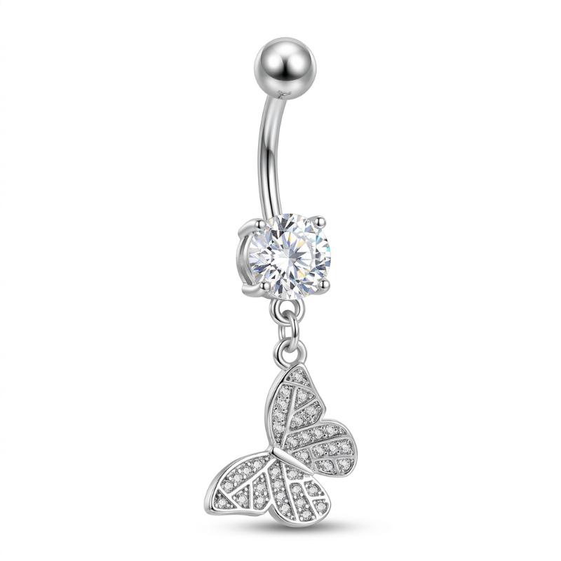 Mixed-Style Navel Piercing For Women Sexy Body Belly Piercings Rhinestone Butterfly Curved Belly Button Rings