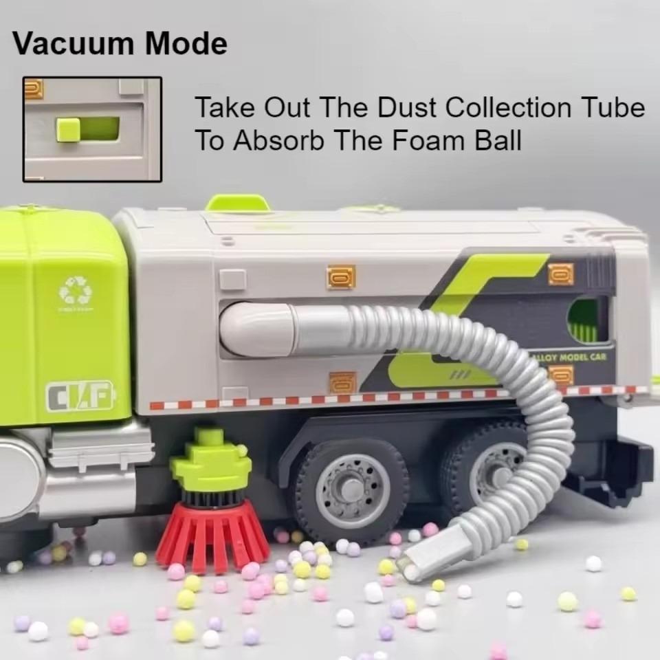 1:50 Electric Vacuum Cleaner Sweeper Garbage Truck Model Toy Alloy Diecast Light Sound Engineering Vehicle Gifts for Children