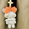 Handmade Leather Bear Bag Charm/Keychain-Detachable Leather Bow/Four-Leaf Clover Bead-PU Leather-Cute Animal Carrying Accessory
