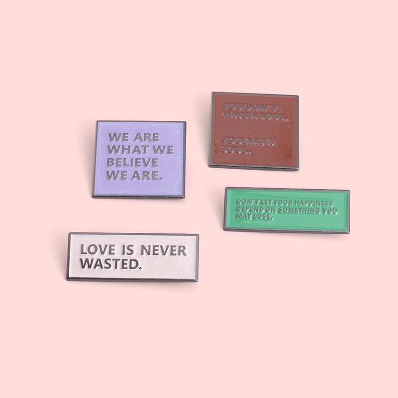 Stylish Alloy Letter Brooch Set Contemporary Geometric Enamel Pins For Wear Everyday