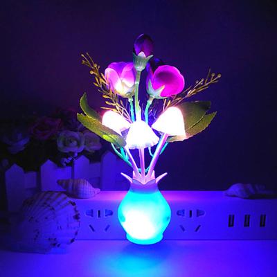 Colorful Van Base Mushroom Light Sensor Lovely Rose 4 LED Night Light Home