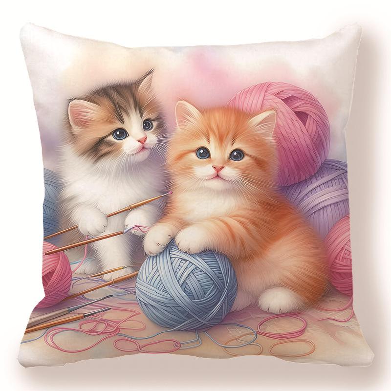 

Декоративная наволочка с принтом «Пара кошек» для спальни, гостиной, квадратная подушка, наволочка 45x45cm