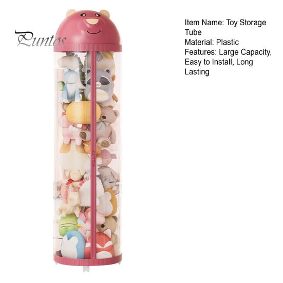 Balde organizador de armazenamento de brinquedos de pelúcia tubo transparente fecho de zíper grande capacidade suporte de exibição de brinquedos de animais de pelúcia