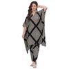 Rytras Women's Printed Kaftan Kurta and Pant Set(Black,XL)