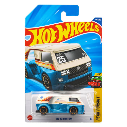 Hot Wheels Basic Car Volkswagen T3 Custom Vehicle Toy Mini Car for Ages 3 and Up, Blue, JFN47