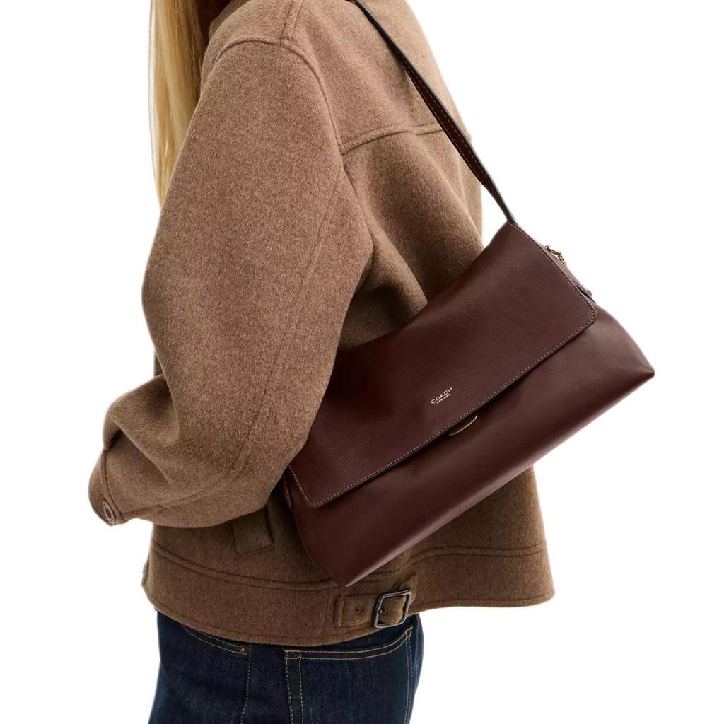 COACH Chelsea Natural Grain Cow Leather Shoulder Bag Large Women's Maple Brown CDS58-B4MPL