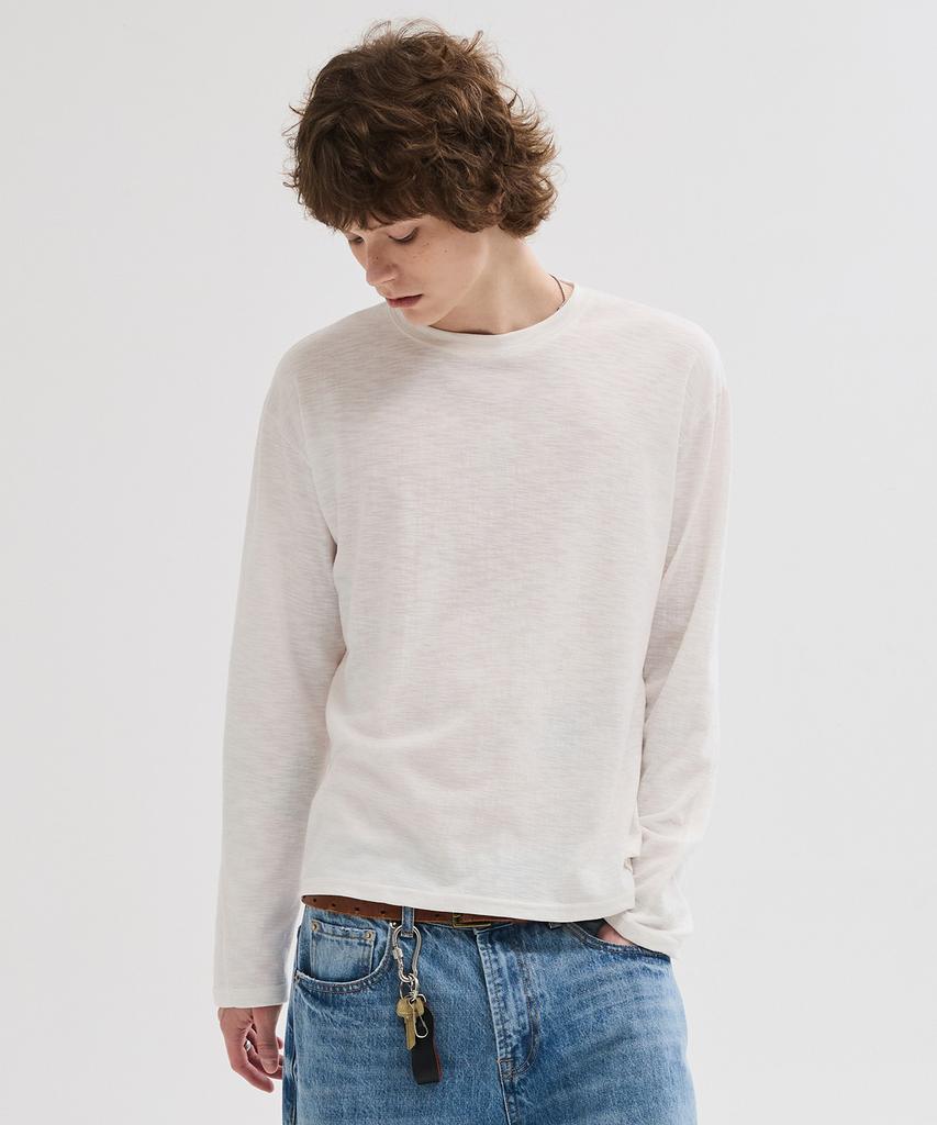 LEIRE Slub Back Line Long Sleeve T-Shirt [Ivory]