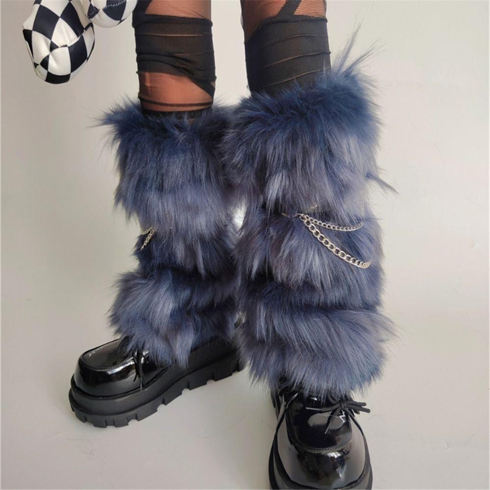 Fashion Y2K Winter Leg Warmers Foot Cover Harajuku Leg Coverings Lolita JK Kawaii Furry Leg Warmers Streetwear