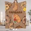 1 Stück Digital bedruckte Capybara-Stil Flanelldecke Matratzenbezug Decke für FamilienbettenSofasBürosOutdoor-Camping