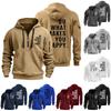 Men's Solid Color Half-Zip Hoodie Men's Sports Plus Size Casual Sweatshirt