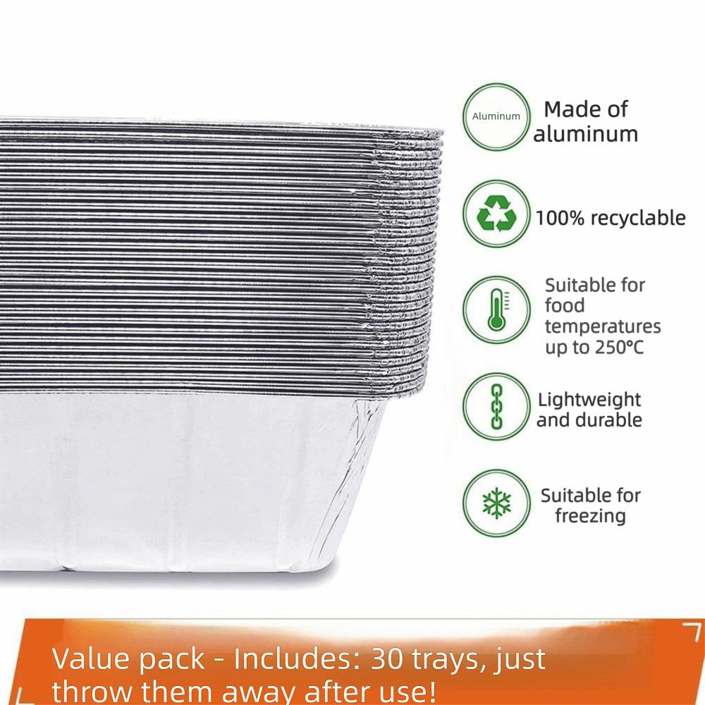 30/50Pcs Heavy Duty Grease Tray Liner Aluminum Drip Pans Disposable Aluminum Foil Box  Kitchen Prep