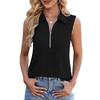 Women's Summer Polo Collar Sleeveless Zipper Vest
