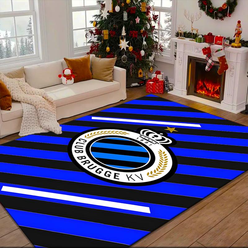 1PC FC Brugge Crest Rug Game Carpet, Floor Mat for Bedroom Living Room Entryway Rug, Home Decor Idea Gift for Christmas birthday