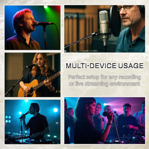 BOROLA Microphone Stand Extension Tube, Aluminum Alloy Microphone Boom Arm Stand Extender with Thread Adapters (5/8" Male to 1/4" Female, 5/8" Male to