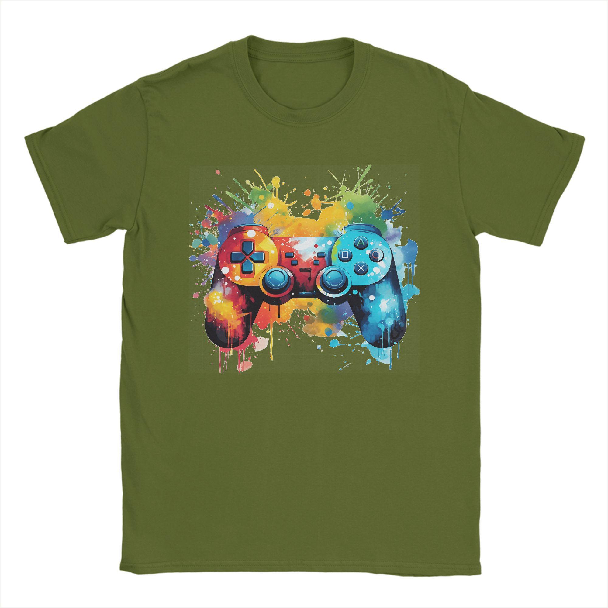 

Vintage T Shirt Beach Gamer Girl Boy Fashion T-Shirts GamePad Cotton Tee Shirt for Couple Y2K Funny Loose Short Sleeve Tops 4XL