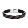 Minimalist Hand Woven Multi- Leather Bracelet Men Black Stainless Steel Magnet Buckle Jewelry Homme Pulseras