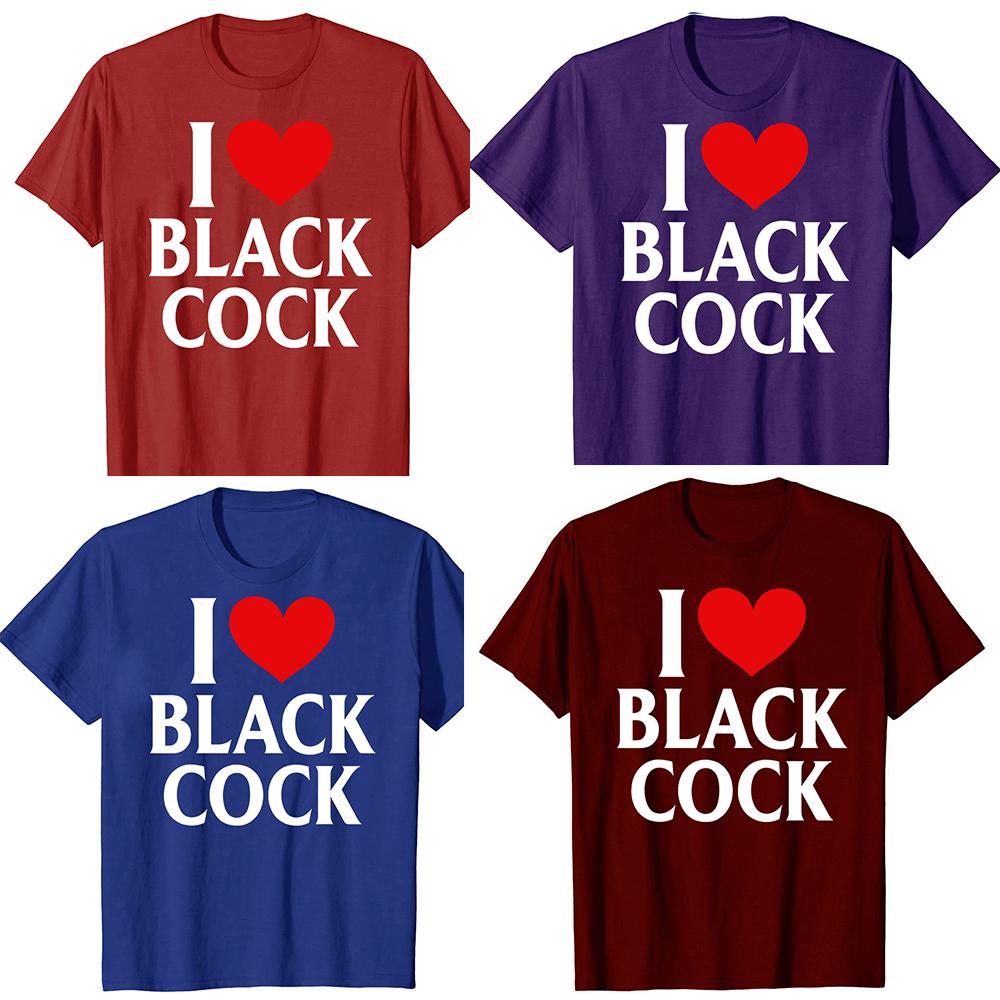 Funny I Love Black Cock Red Heart TShirt Summer Men Clothing Fashion T Shirts Cotton Short Sleeve Oversized Loose Tshirt Tops