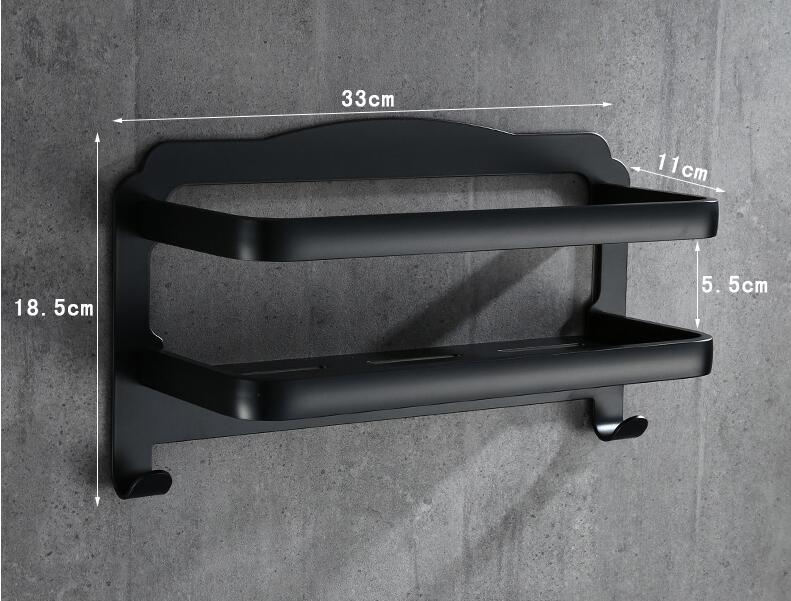 Bathroom Shelf Wall Mounted Black Aluminum Bathroom Soap Dish Bath Shower Shelf Bath Shampoo Holder Basket Holder Corner Shelf