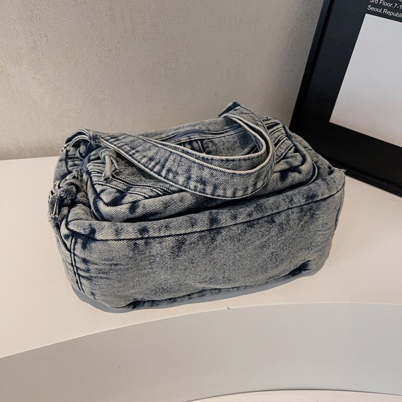 Denim Messenger Bag Vintage Women's Bag Large Capacity Multi-Layer Shoulder Bag
