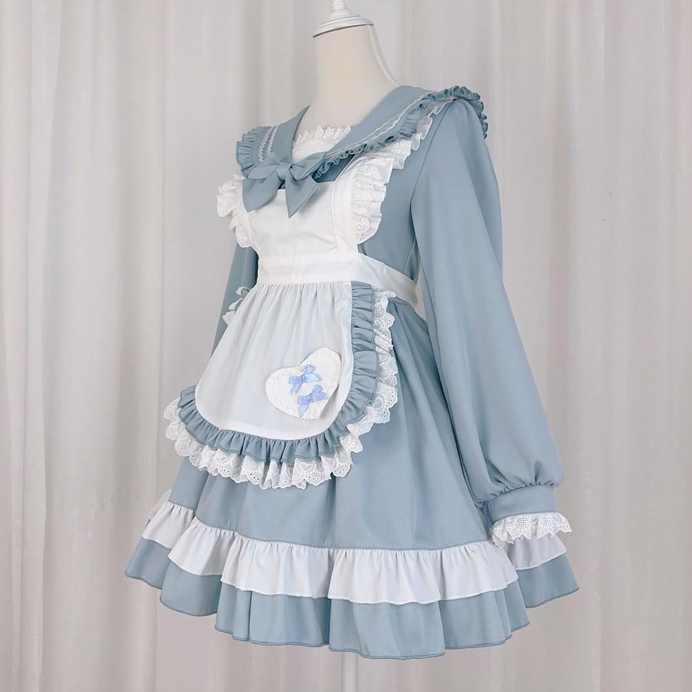 Maid Gothic Sailor Cosplay Ruffled Lolita Long Sleeve Costume Neat and Perfect for Cafes and Amusement Parks Size [ShouKi Manufacturing] Outfit,