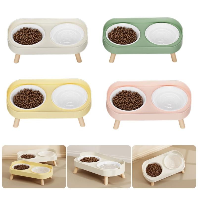 Spill Proof Raised Pet Feeders Double Dishes With Nonskid Rubber Feet For Dog Cats Water Food Bowl Container Kitchen Use