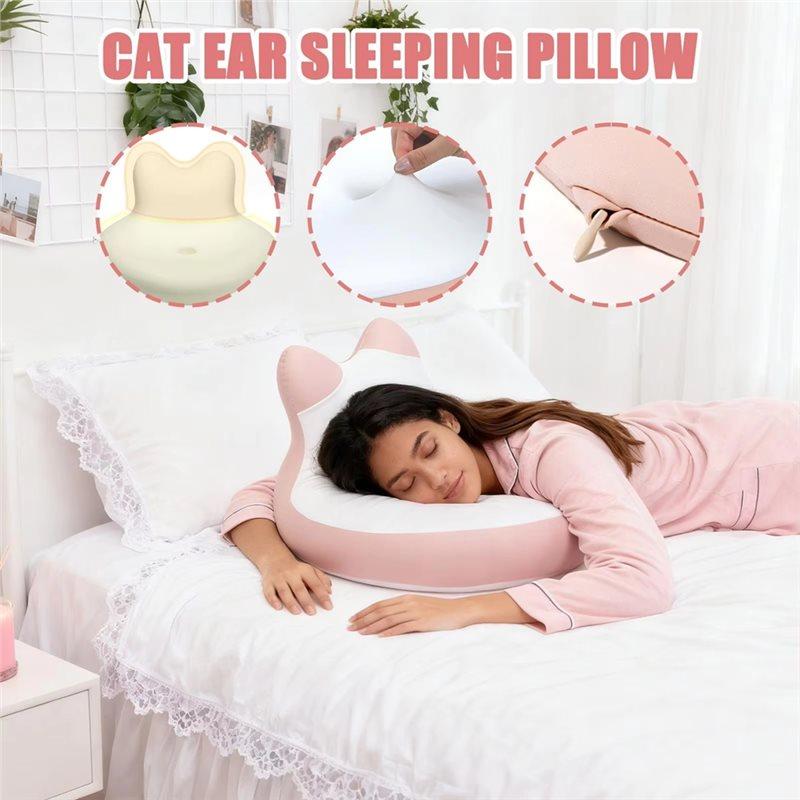 2025 Trend Prone Pillow For Bed All Position Cat Ear Shape Prone Down Sleeping Reading Pillow For Women Men Adults Seniors