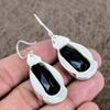 Black Spinel Gemstone Handmade 925 Sterling Silver Jewelry Earring 2.01" KKG-623
