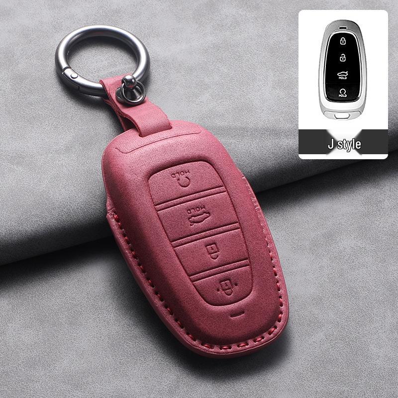 Hyundai Tucson 2023-24 L Key Case: Lambskin Leather Protective Shell for Men & Women, Full Wrap.