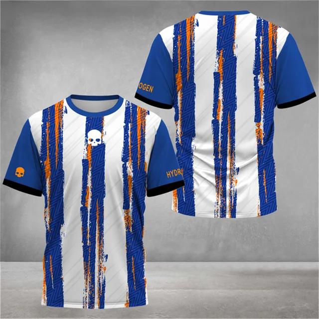 

Модная цветная полосатая футболка с 3D-принтом для мужчин, тренировочная одежда для тенниса, бадминтона, повседневная свободная одежда с коротким рукавом и круглым вырезом M