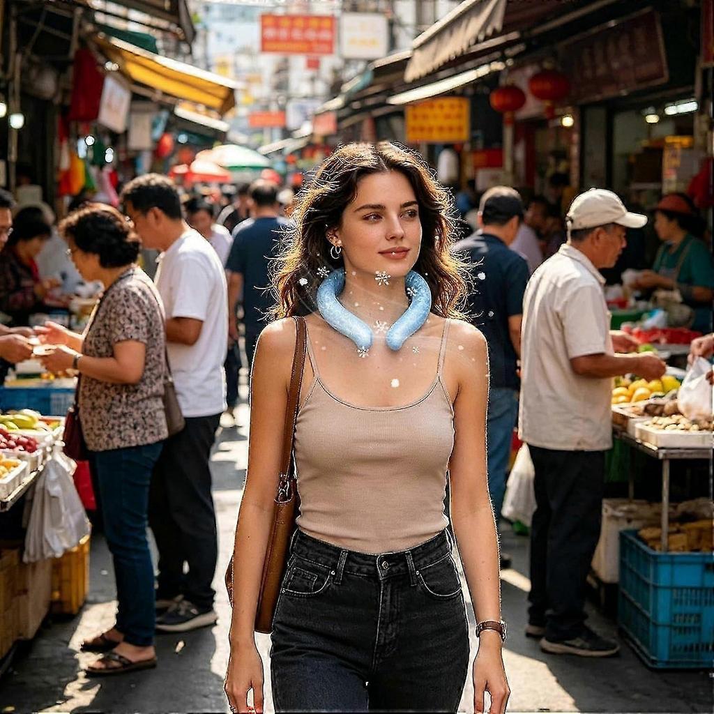 Neck Ice Ring Neck Cooling Tube, Hands-Free Reusable Ice Rings Neck Cooler, Wearable Cooling Wrap For Hot Weather, Leakproof Coolings Necksa