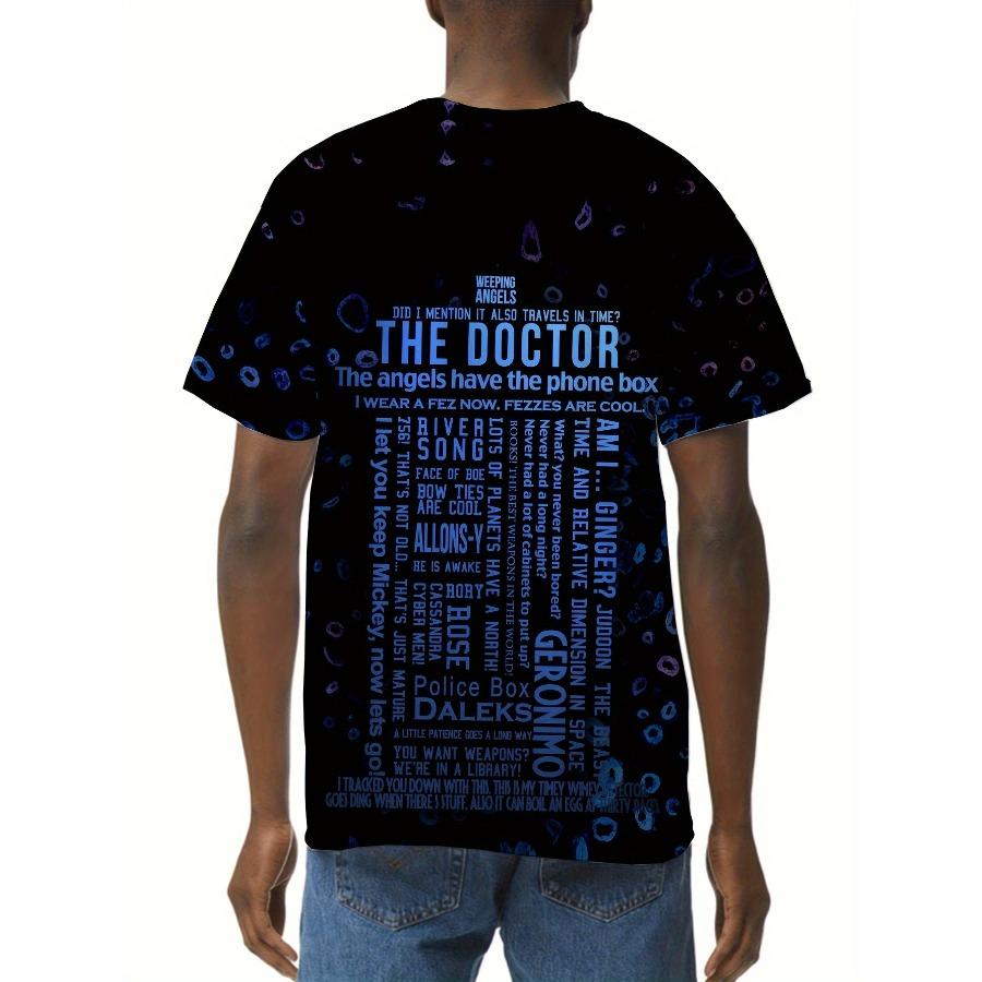 Plus Size The Doctor Vibrant Graphic Print T-shirt - Kortärmad, Sval och Andningsbar, Bekväm Passform - Herrkläder för Vardagsbruk