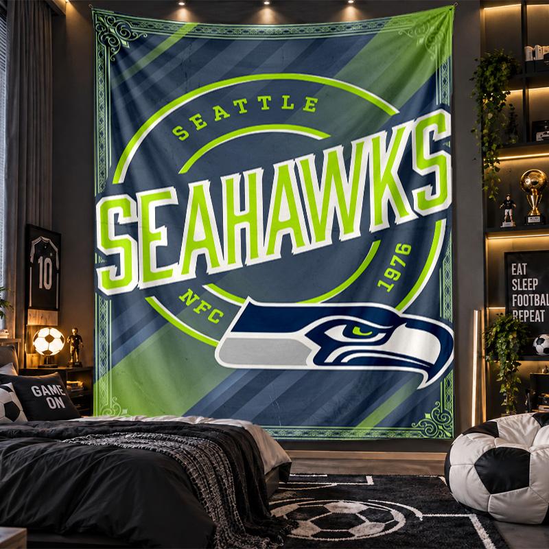 Wall Hanging Tapestry Seattle Seahawks Print Cloth for Living Room Bedroom Home Decor