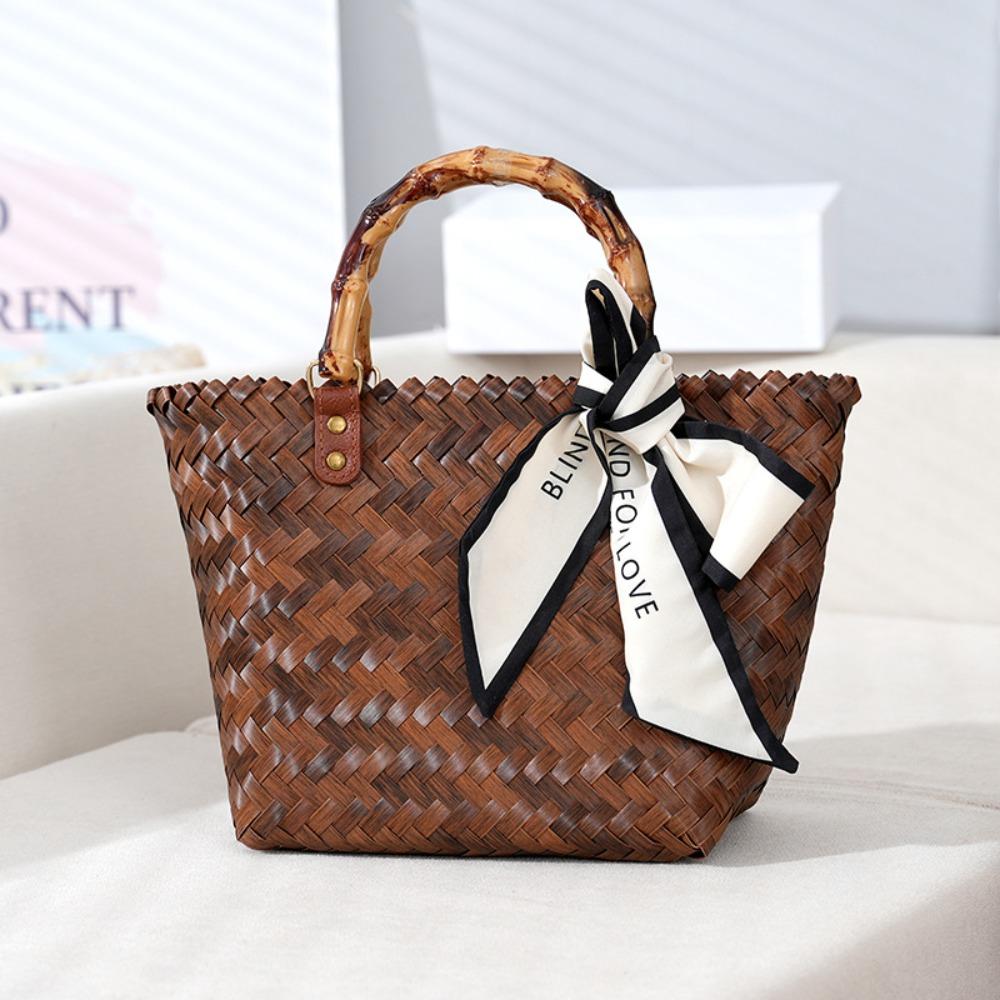 PP Shoulder Bags Bamboo handle Crochet Bag Fashion Shopping Tote Bags  Women