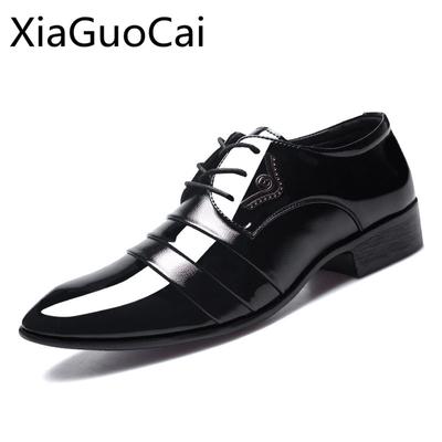 Fashion Men's Dress Shoes Pointed Toe Formal Border Fashion Business Flat Oxfords Korean Shoes Lace New Models