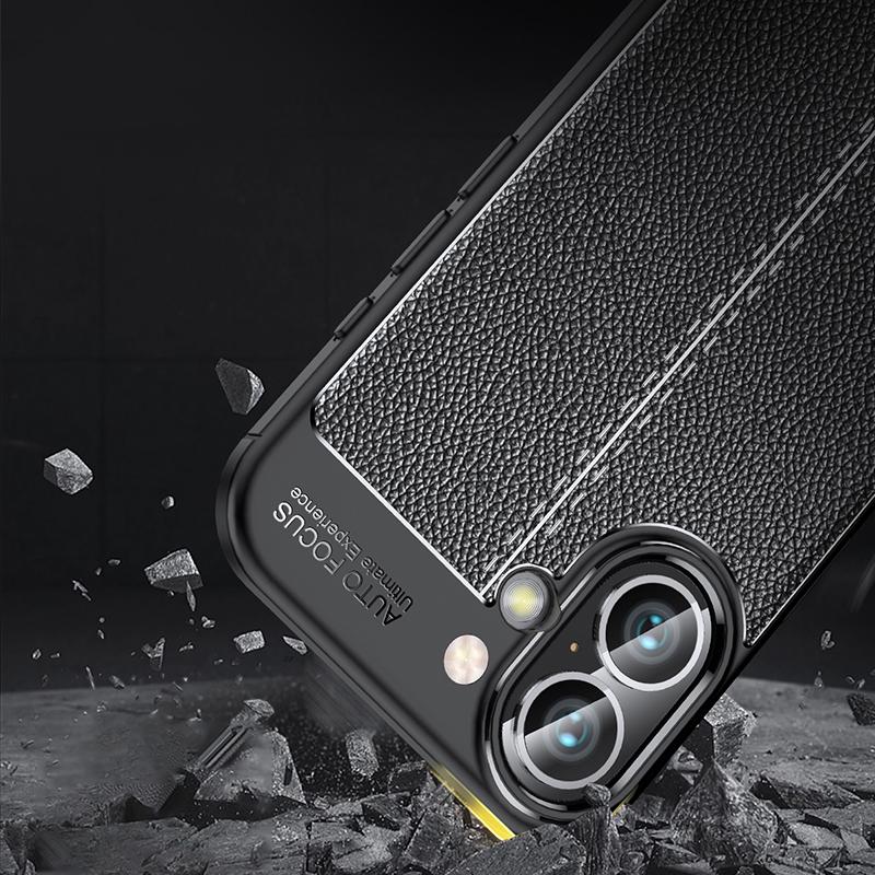 For iPhone 16 Plus Case Litchi Texture TPU Back Phone Cover