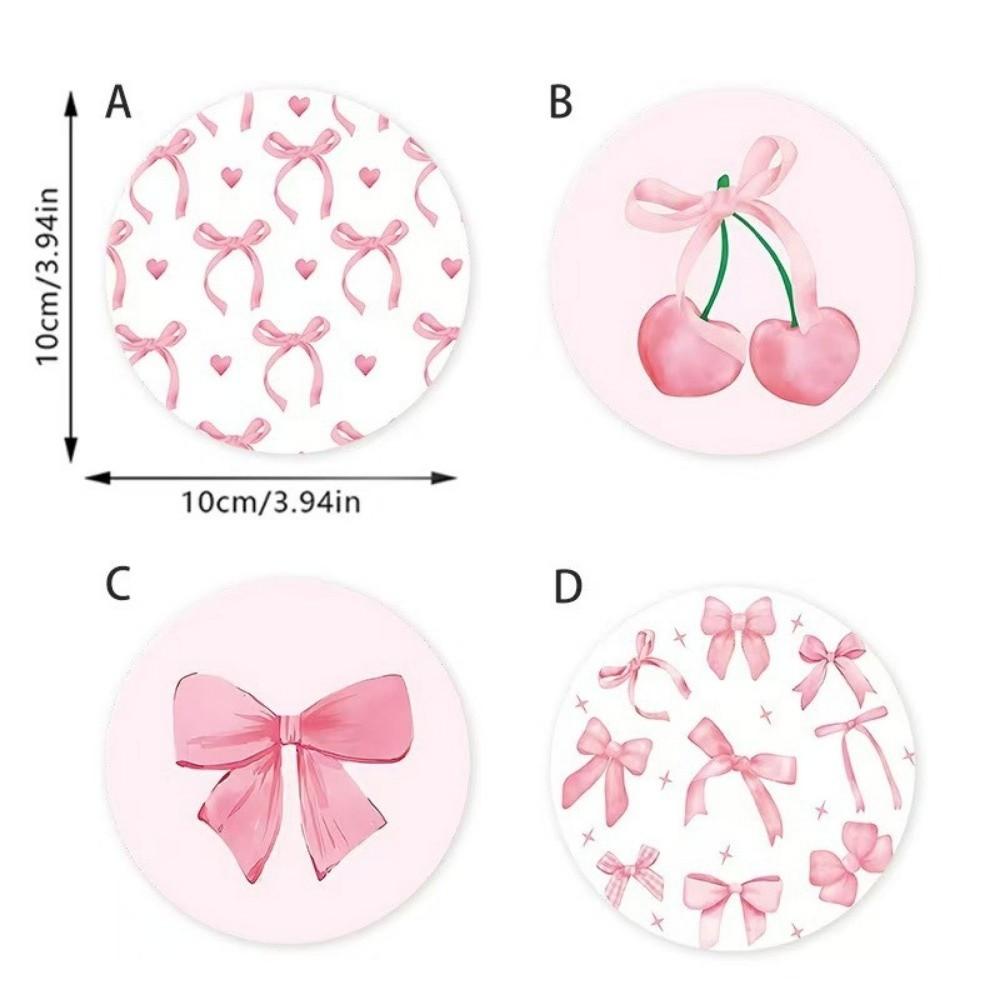 4/6pcs Round Wooden Cat Coaster Waterproof Insulation Pad Sweet Coffee Cup Mat For Coffee Table