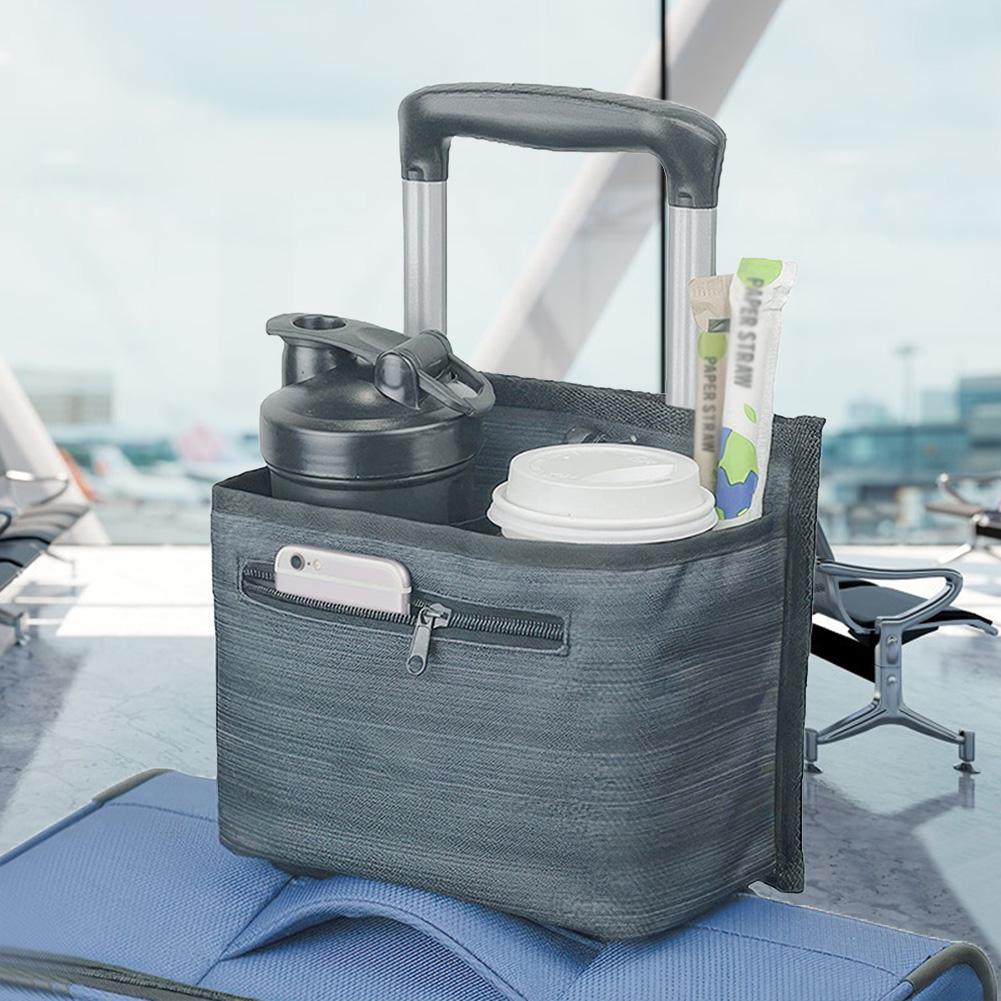 Travel Luggage Drink Bottle Bag Free Hand Hold Two Coffee Mugs Insulation Drink Bag Drink Carrier Fits Roll on Suitcase Handles