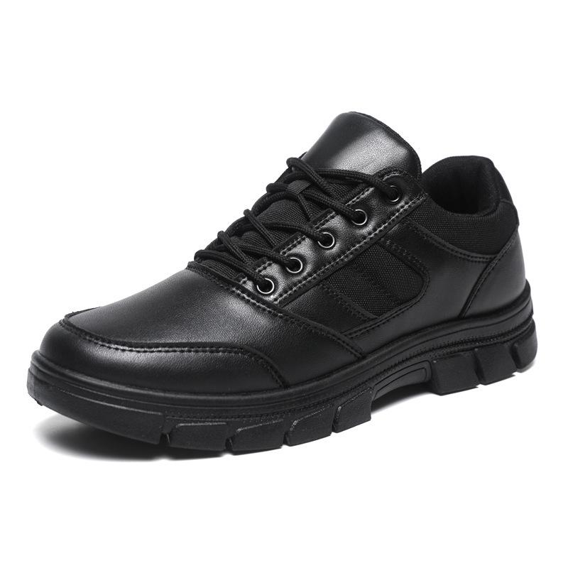 Men's Black Leather Low-Top Soft Sole Outdoor Training and Workwear Shoes