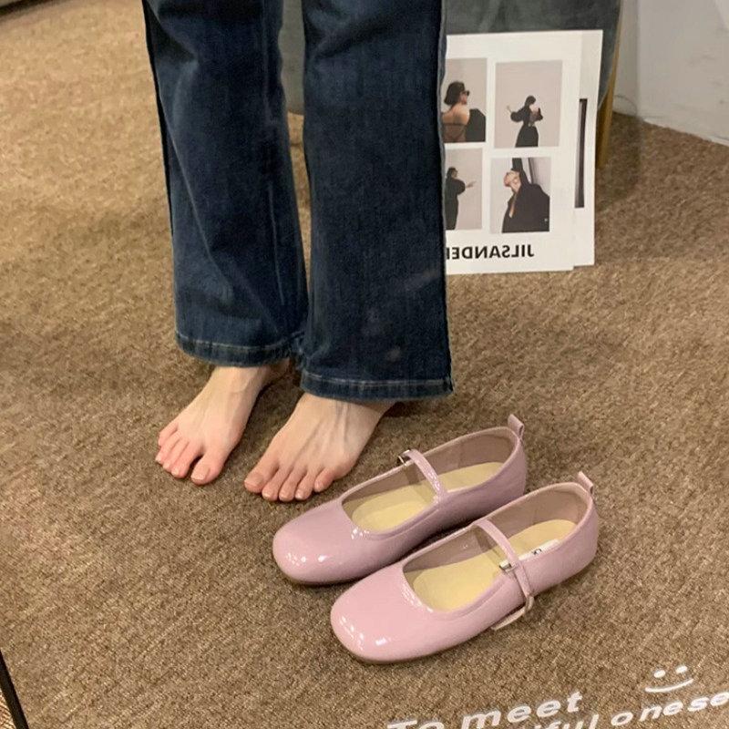 Fashion Flat shoes for women 2025 Spring and Autumn round toe French retro flat  solid color Mary Jane single shoe large size 42 43 44